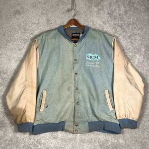 Vintage NJCM Summit 97 Varsity Jacket Mens XL Denim Two Tone Blue 90s Retro